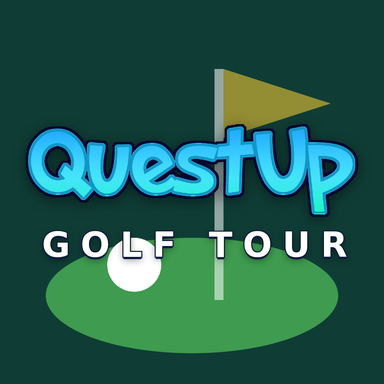 QuestUp Golf Tour app icon — the QuestUp wordmark over a putting green